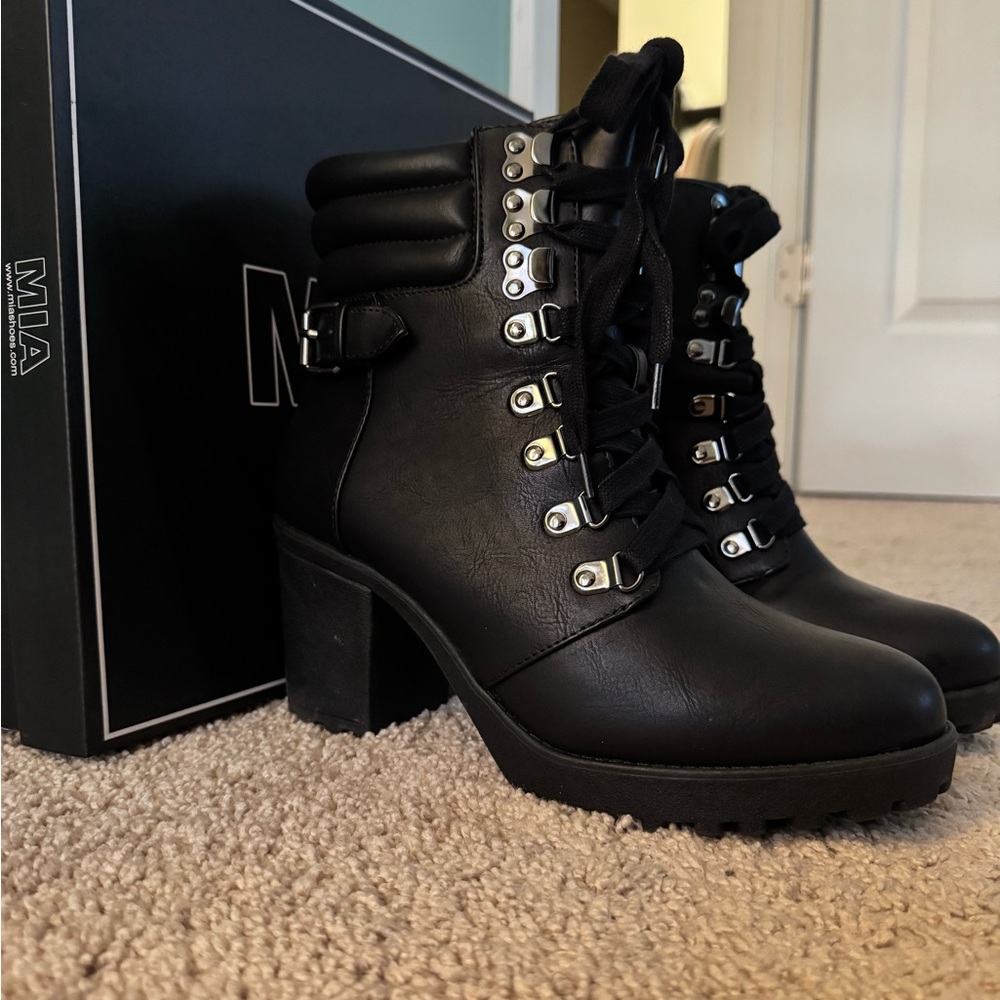 MIA Black Lace Up Ankle Boots